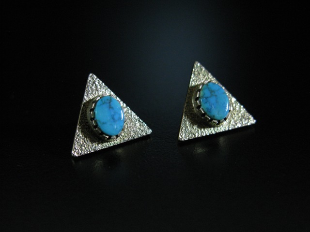 Al Nez 14k Gold Turquoise Triangle Earrings