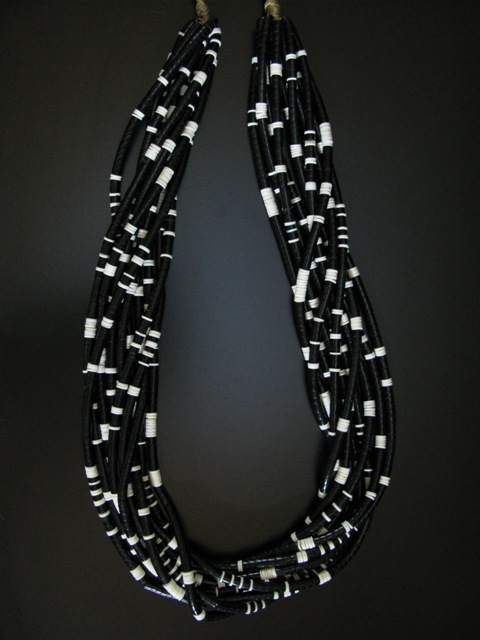 Alex Coriz Black Jet and White Clam Shell Necklace