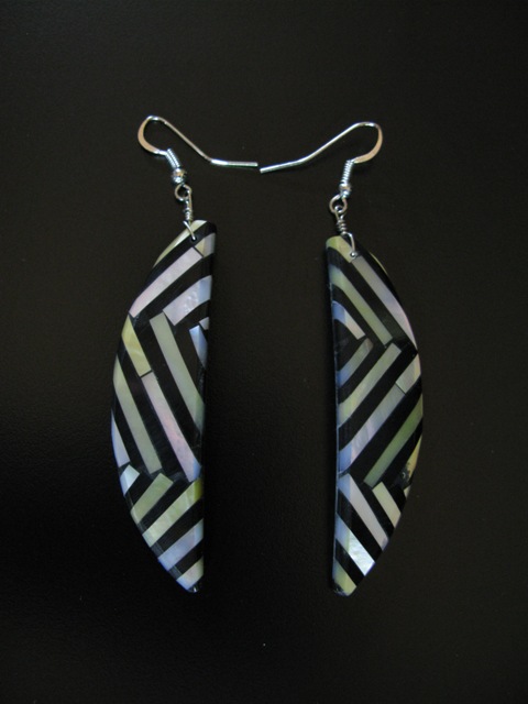 Joe and Angie Reano Black and White Shell Earrings