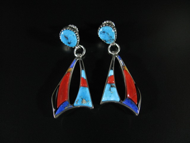 B Tom Multi Stone Inlaid Earrings