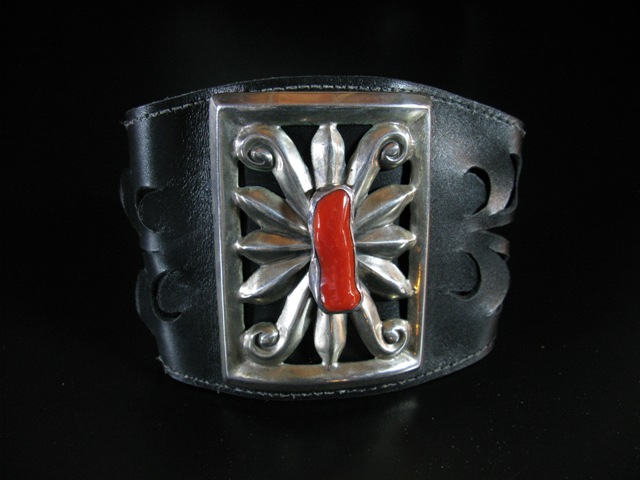 Coral Sterling Leather Cutout Ketoh