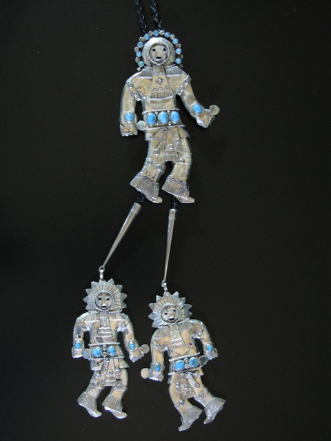 Large Silver and Turquoise Dancers Bolo