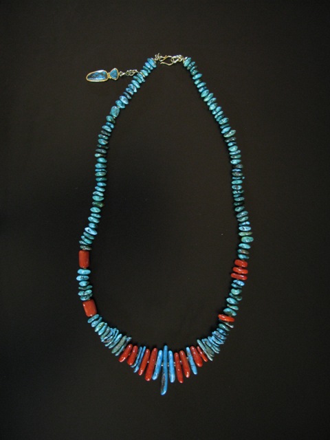Don Supplee 18k Gold Coral and Turquoise Necklace