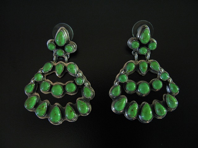 Gaspeite Three Tier Earrings