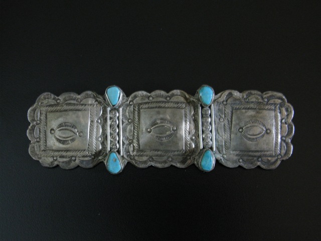 Early Stamped Squares Turquoise Bar Pin