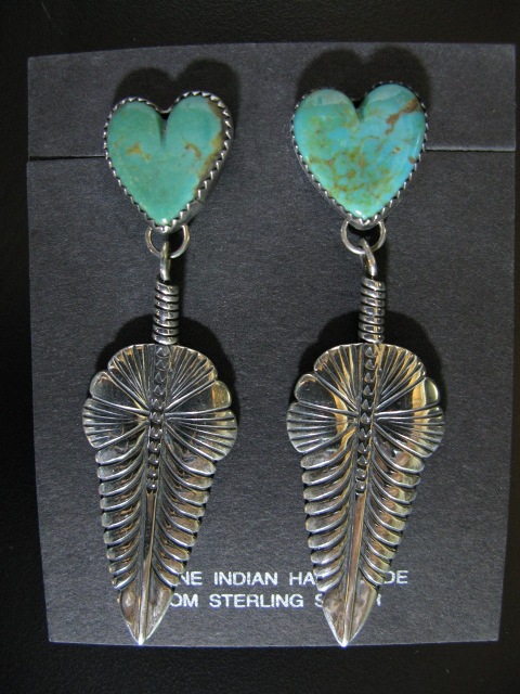 Royston Heart Feather Dangle Earrings