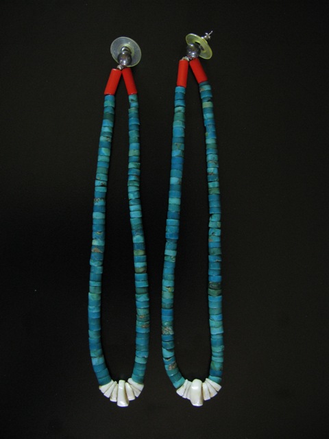 Greasy Blue Turquoise Long Jackal Earrings 5