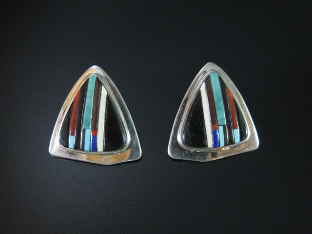 Charles Loloma Multi Stone Inlay Earrings