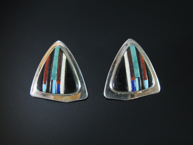 Charles Loloma Multi Stone Inlay Earrings