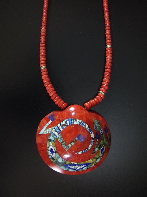 Daniel Lopacki 14k Coral Lizard Shell Necklace