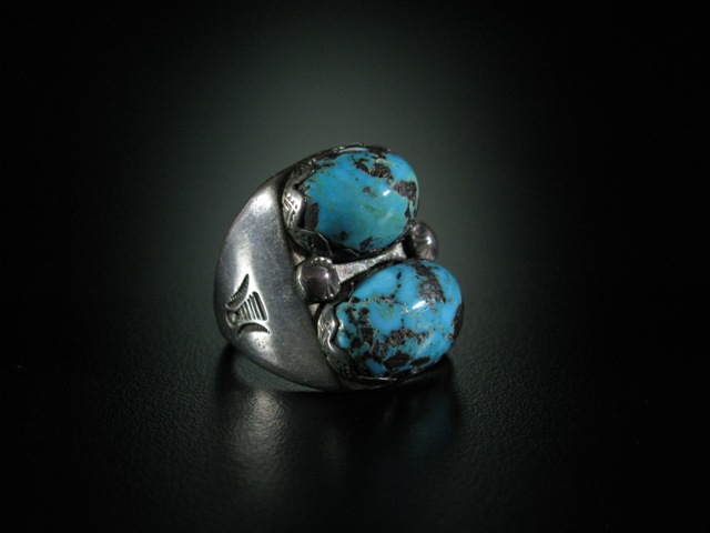 Persian Turquoise Two Stone Ring 9.75