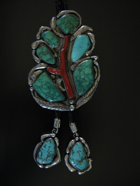 Dan Simplicio Coral Branch and Turquoise Bolo