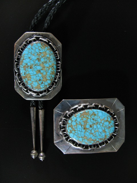 Number Eight Turquoise Bolo and Buckle Set