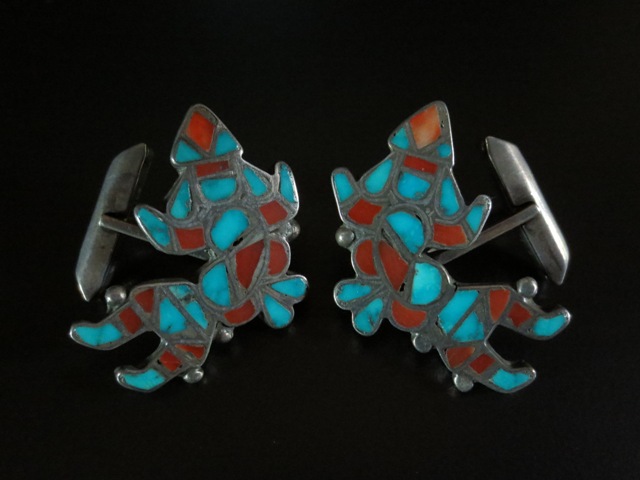 Rainbowman Turquoise and Coral Cufflinks