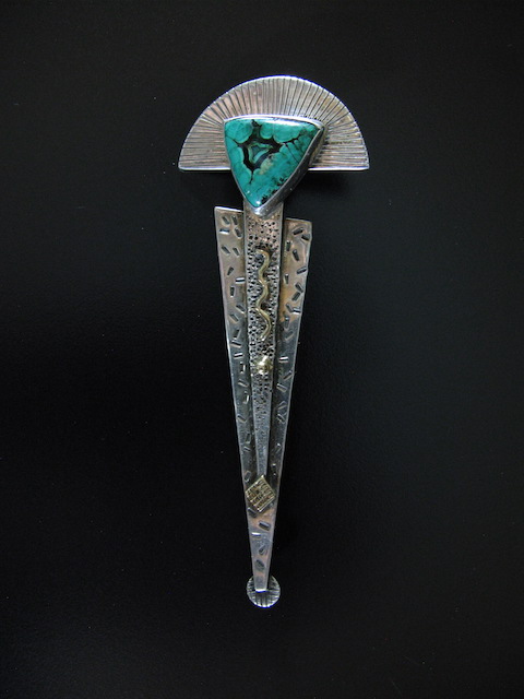 Malachite 14k Gold Silver Pin Pendant