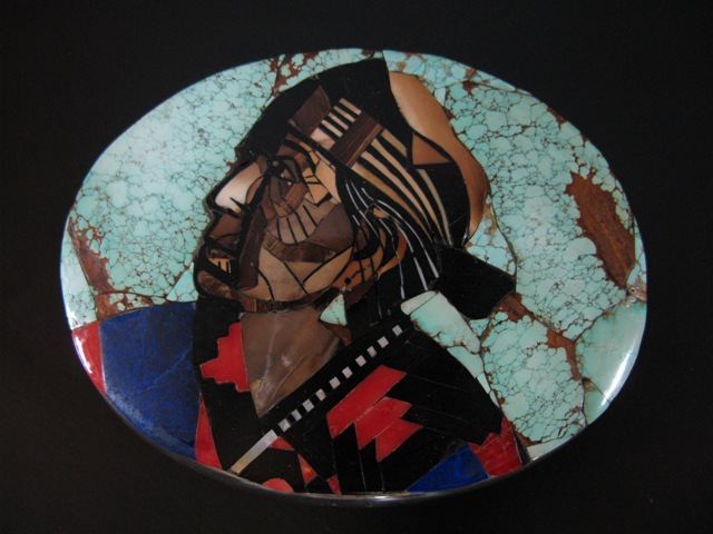 Danny Romero Navajo Man Portrait Buckle