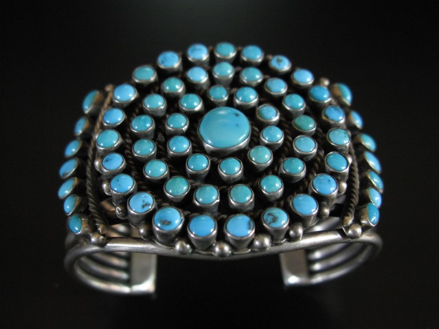 Zuni Turquoise Snake Eye Cluster Bracelet  6.5