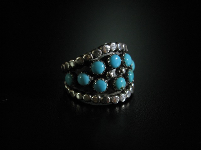 Kenny Lonjose Snake Eye Turquoise Ring 7.5