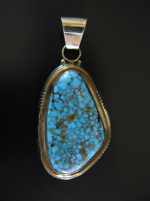 Tim Bedah 14k Gold Nevada Blue Pendant