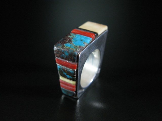 Wes Willie Square Inlaid Ring 7.75