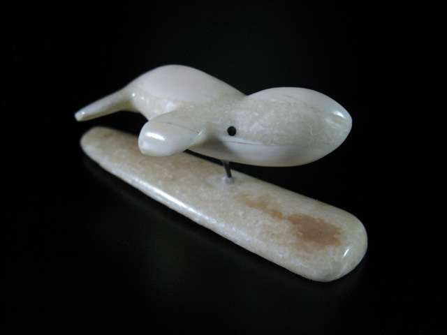 Ivory Bowhead Whale Carving on Base