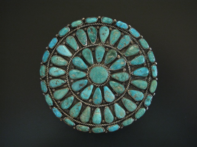 Large turquoise cluster pin
