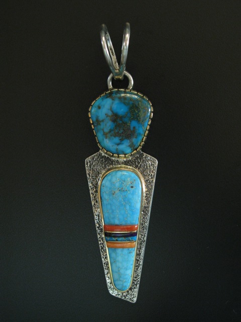 Wes Willie sterling 14k turquoise pendant