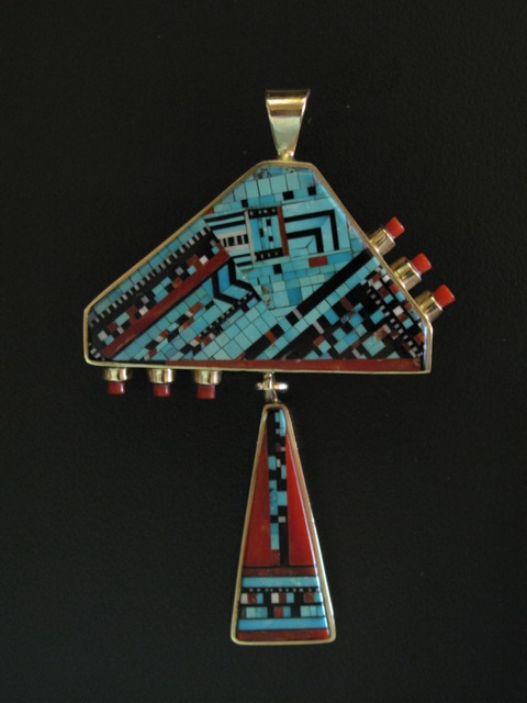 Carl and Irene Clark double sided 14k gold pendant