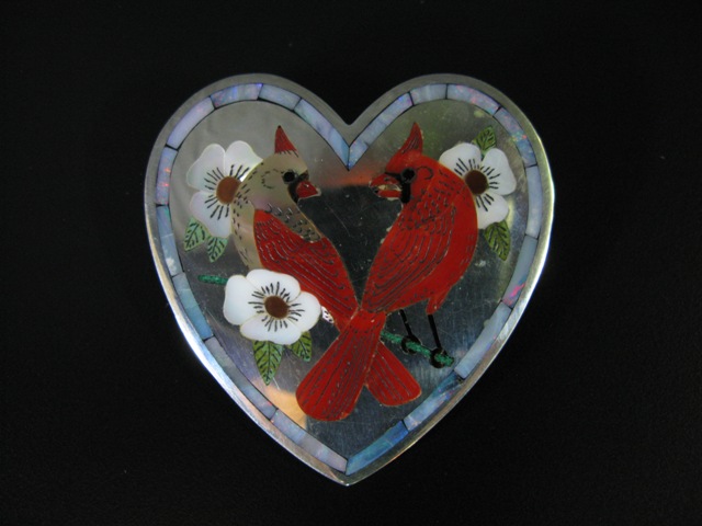 Ruddell and Nancy Laconsello Cardinal Heart Pin