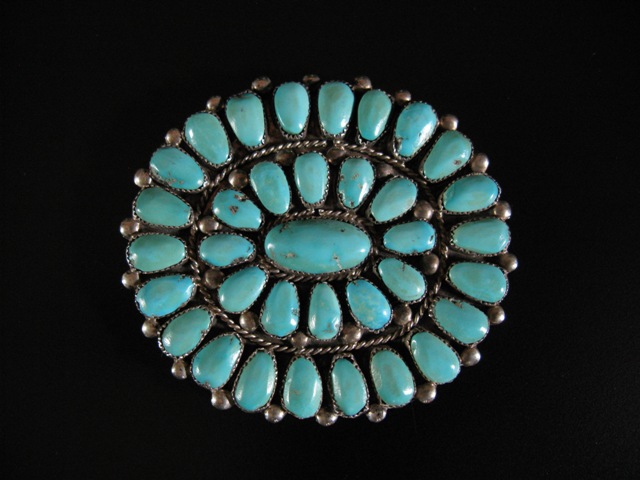 Early Turquoise Cluster Dress Pin