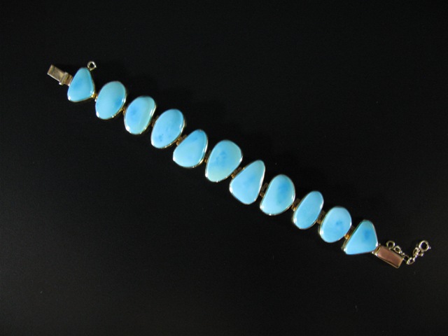 14k Large Blue Bird Turquoise Tennis Bracelet