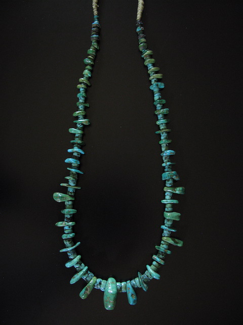  Natural Green Turquoise Tab Nugget Necklace