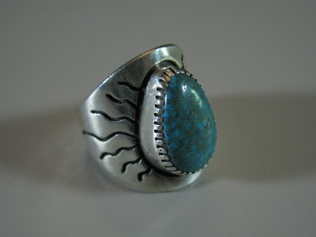 Al Nez Lone Mtn Turquoise Silver Ring 8