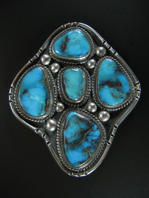 Bisbee Turquoise 1960's Sterling Pin