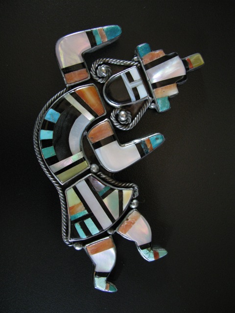 Early Zuni Inlay Rainbowman Pin Lynn Trusdale Collection