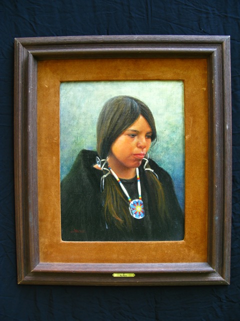 Jimmy Abeita Portrait of Girl in Buffalo Robe