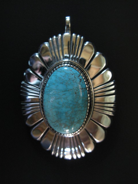 Thomas Jim Lone Mtn Turquoise Oval Pendant