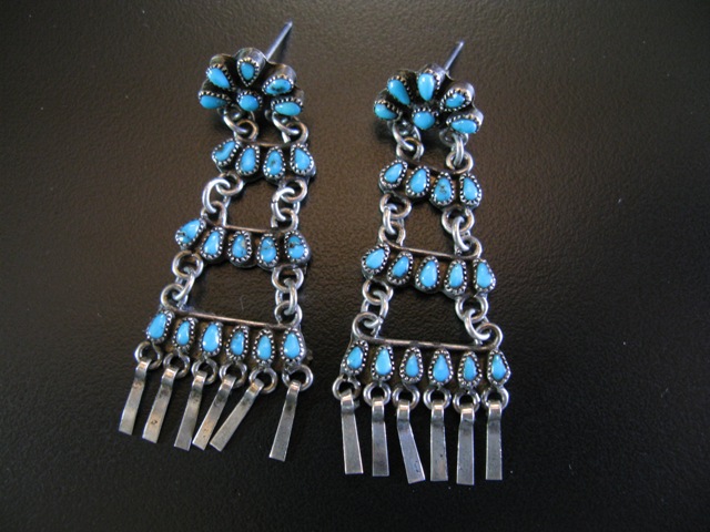 Vintage Zuni 3 Row Petite Pt Earrings