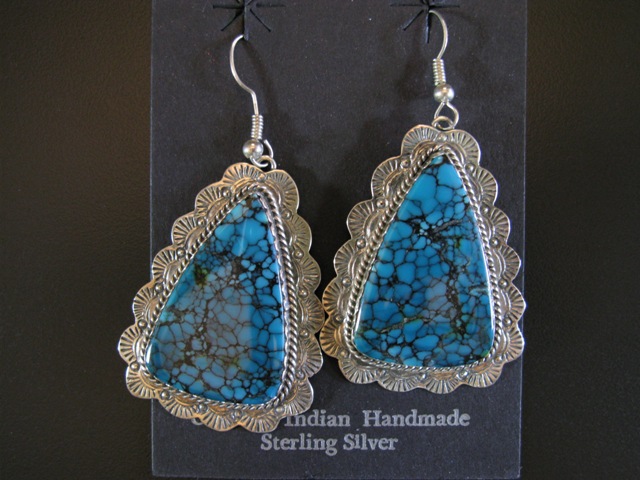 Chinese Turquoise Triangle Earrings
