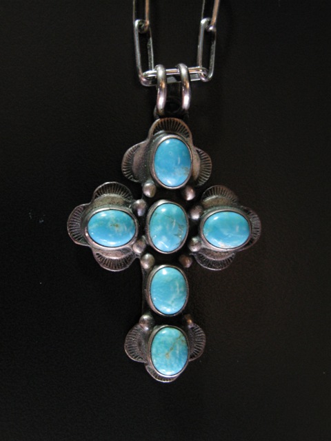 Turquoise Cross on Handmade Chain