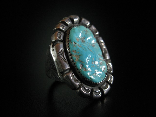 Green Turquoise Nugget Ring 10.5