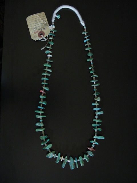 Old Pawn Turquoise and Shell Tab Necklace