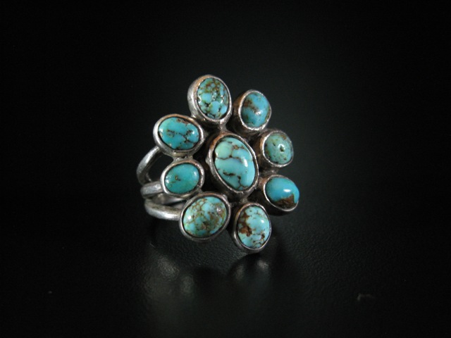 Early Small Turquoise Cluster Ring 7
