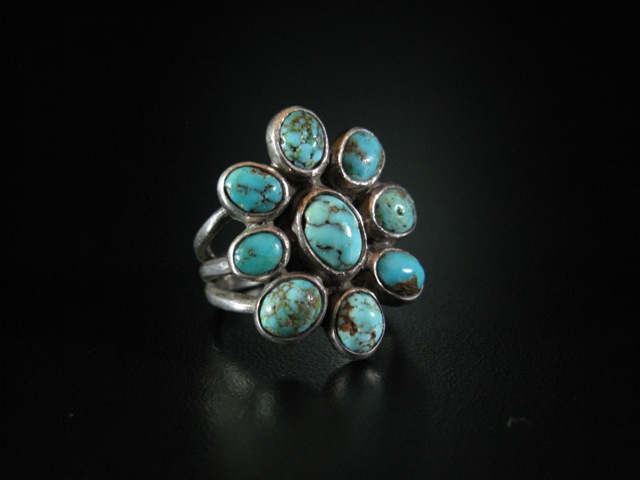 Early Small Turquoise Cluster Ring 7