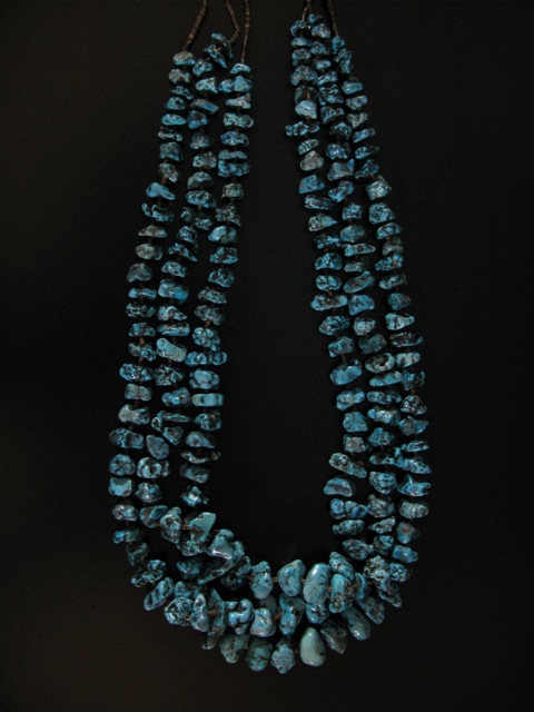 Three Strand Kingman Nugget Necklace